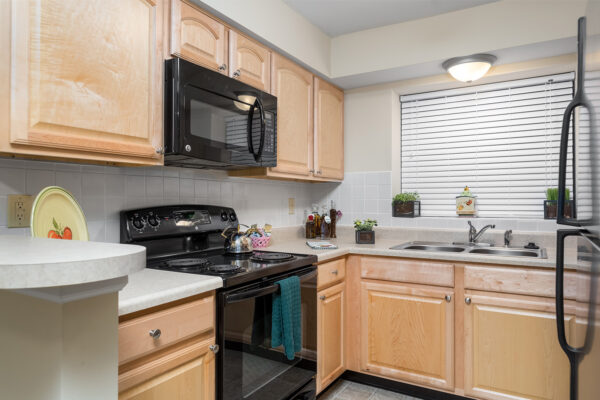 A kitchen at Chesterfield Village Apartments