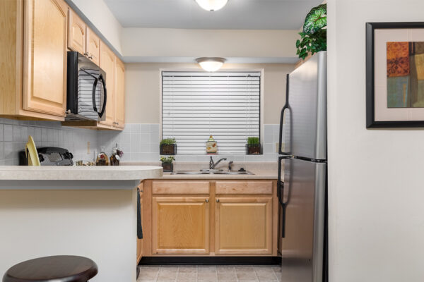 A view into the kitchen at Chesterfield Village Apartments