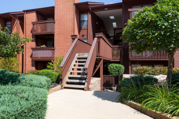 A dedicated entry to apartments at Chesterfield Village Apartments
