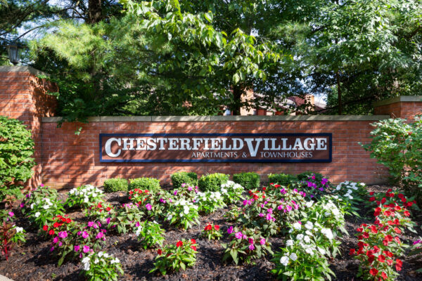 The entry sign at Chesterfield Village Apartments