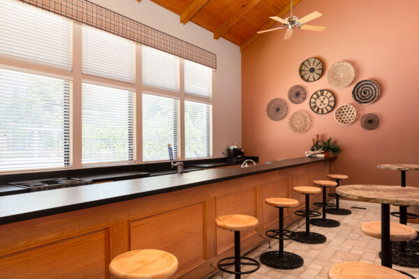 The bar at the clubhouse at Chesterfield Village Apartments
