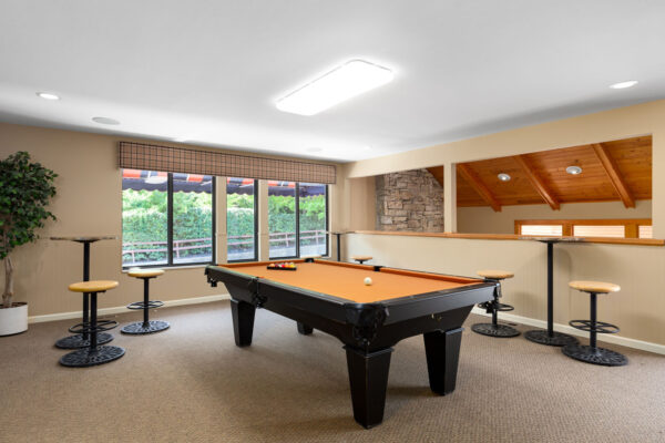A pool table in the clubhouse of Chesterfield Village Apartments