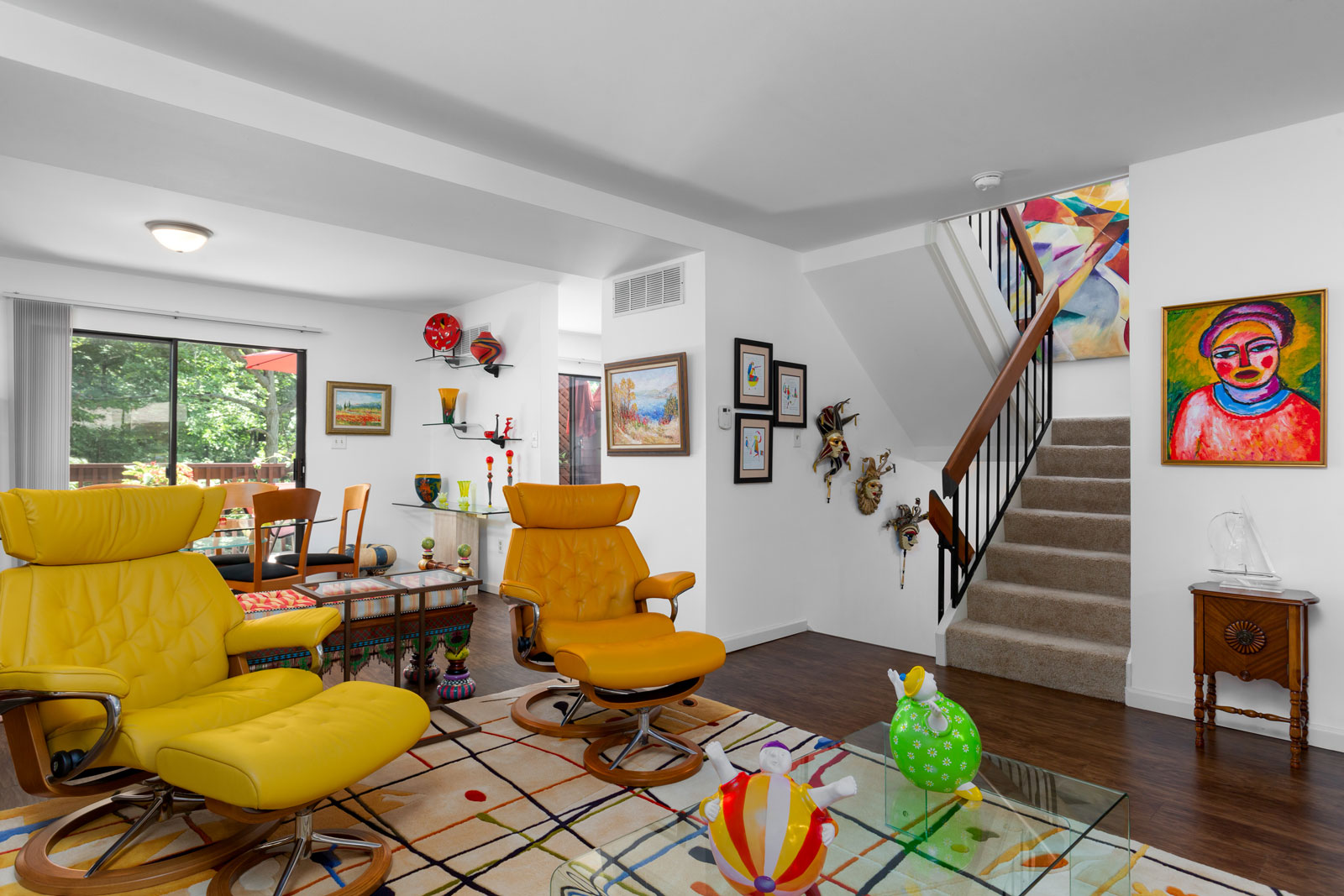 A living room with eclectic decor at Chesterfield Village Apartments
