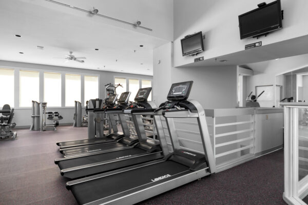 treadmills at the fitness center at Chesterfield Village Apartments