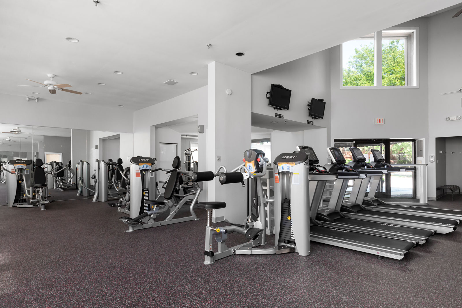Fitness center at Chesterfield Village Apartments